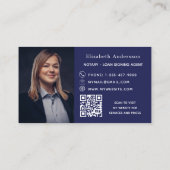 Notaris lening ondertekening agent navy blauw foto visitekaartje (Achterkant)