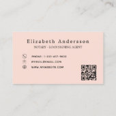 Notaris lening ondertekening agent perzik QR code Visitekaartje (Achterkant)
