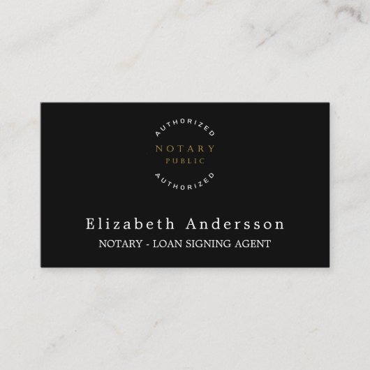 Notaris lening ondertekening agent zwart foto QR l Visitekaartje (Voorkant)
