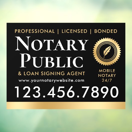 Notaris Lening Ondertekenings Agent Black Gold Raamsticker (Vel 3)