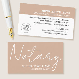 Notaris Lening Ondertekeningsagent Script Logo Tan Visitekaartje