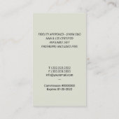 Notaris Lening Signing Agent Gold Quill Pen Patrio Visitekaartje (Achterkant)