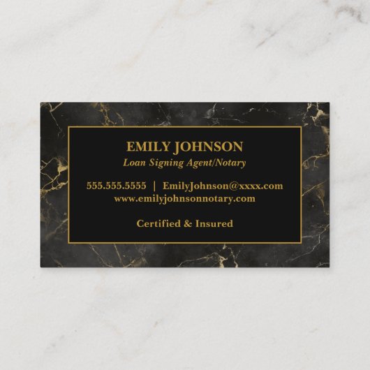 Notaris Lening Signing Agent Marble Visitekaartje (Achterkant)