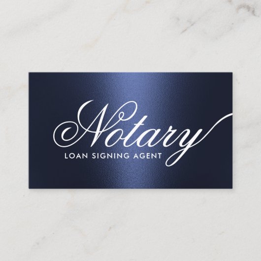 Notaris Lening Signing Agent Metallic Navy Blue Visitekaartje (Voorkant)
