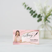 Notaris Lening Signing Agent Modern Blush Roze Fot Visitekaartje (Staand voorkant)