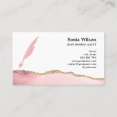 Notaris Lening Signing Agent Modern Blush Roze Fot Visitekaartje (Achterkant)