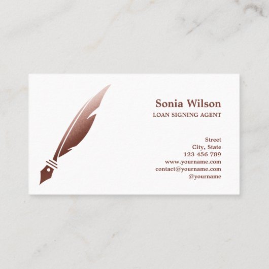 Notaris Lening Signing Agent Modern blush roze mar Visitekaartje (Achterkant)