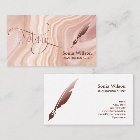 Notaris Lening Signing Agent Modern blush roze mar Visitekaartje (Voorkant / Achterkant)