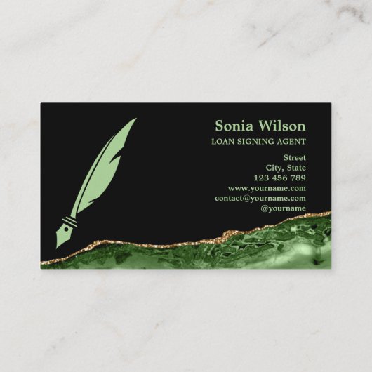 Notaris Lening Signing Agent Modern Emerald Green  Visitekaartje (Achterkant)