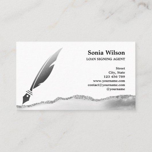 Notaris Lening Signing Agent Moderne Zilveren Agaa Visitekaartje (Achterkant)