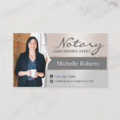 Notaris Lening Signing Agent Moderne Zilveren Foto Visitekaartje (Voorkant)