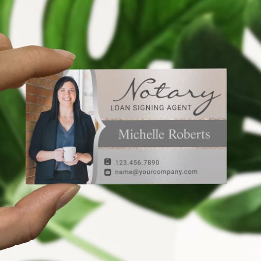 Notaris Lening Signing Agent Moderne Zilveren Foto Visitekaartje