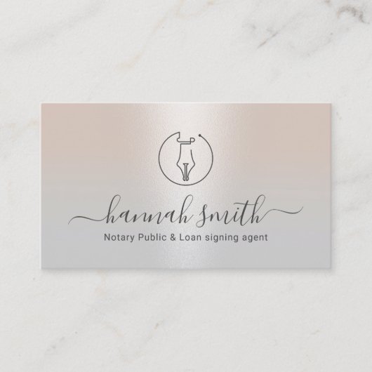 Notaris Lening Signing Agent Pen NIB Logo Silver Visitekaartje (Voorkant)