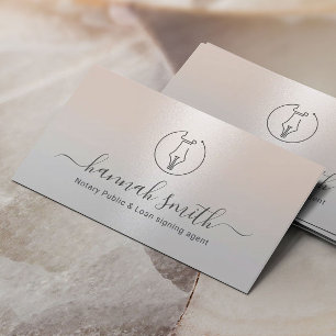 Notaris Lening Signing Agent Pen NIB Logo Silver Visitekaartje