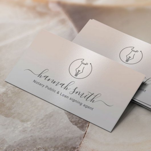 Notaris Lening Signing Agent Pen NIB Logo Silver Visitekaartje