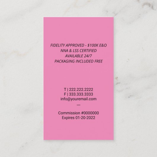 Notaris Lening Signing Agent Quill Modern Zwart Ro Visitekaartje (Achterkant)