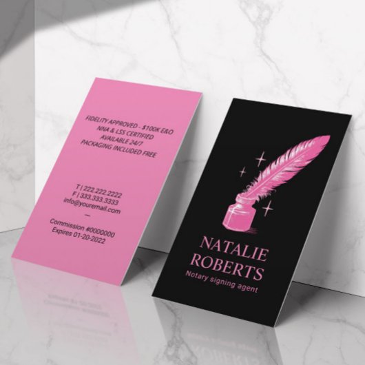 Notaris Lening Signing Agent Quill Modern Zwart Ro Visitekaartje