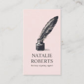 Notaris Lening Signing Agent Quill Pen Blush Visitekaartje (Voorkant)