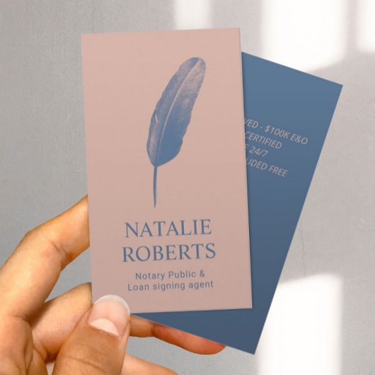 Notaris Lening Signing Agent Quill Pen Dusty Roos Visitekaartje