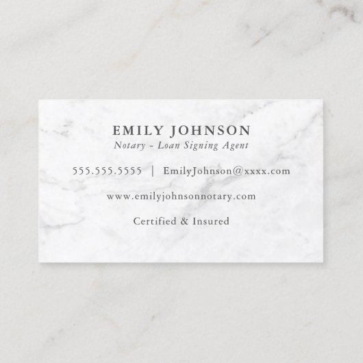Notaris Lening Signing Agent Wit Marmer Visitekaartje (Achterkant)