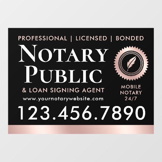 Notaris Leningondertekeningsagent Black Rose Goud Raamsticker (Vel)