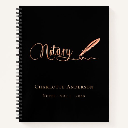 Notaris leningondertekeningsagent zwart goud naam notitieboek (Voorkant)