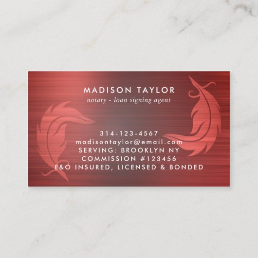 Notaris Loan Agent Bourgondië Rood Geborsteld Meta Visitekaartje (Achterkant)