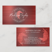 Notaris Loan Agent Bourgondië Rood Geborsteld Meta Visitekaartje (Voorkant / Achterkant)