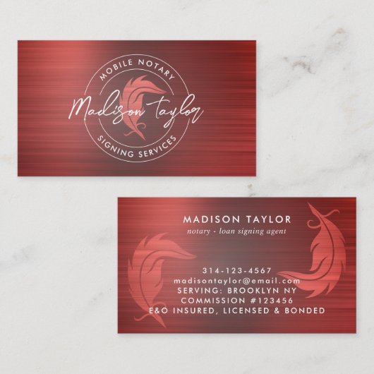 Notaris Loan Agent Bourgondië Rood Geborsteld Meta Visitekaartje (Voorkant / Achterkant)