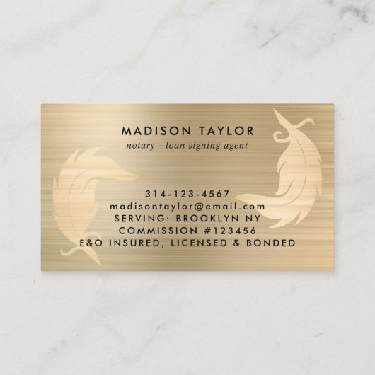 Notaris Loan Agent Classic Goud Geborsteld Metaal  Visitekaartje (Achterkant)