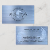 Notaris Loan Agent Navy Blauw Geborsteld Metaal Qu Visitekaartje (Voorkant / Achterkant)