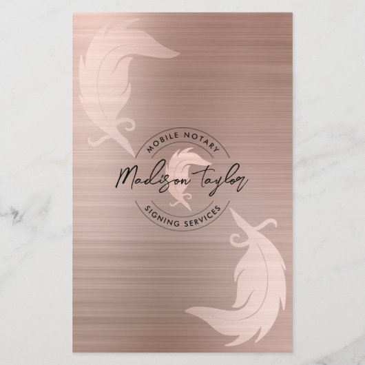 Notaris Loan Agent Roos Gold Brush Metal Marketing Flyer (Achterkant)