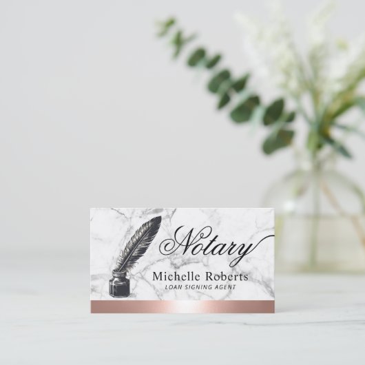Notaris Loan Signing Agent Roos Gold Border QR-cod Visitekaartje (Staand voorkant)