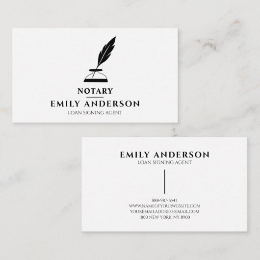 Notaris Loan Zingende Agent Minimal Zwart & Wit Visitekaartje (Voorkant / Achterkant)