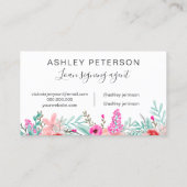 Notaris logo Mint roze bloemenboeket waterverf Visitekaartje (Achterkant)