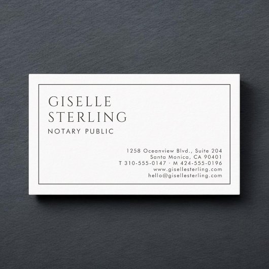 Notaris Luxe Minimalistisch Zwart Wit Visitekaartje