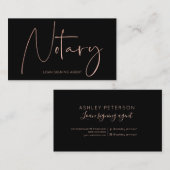 Notaris moderne roos goudtipografie zwart visitekaartje (Voorkant / Achterkant)