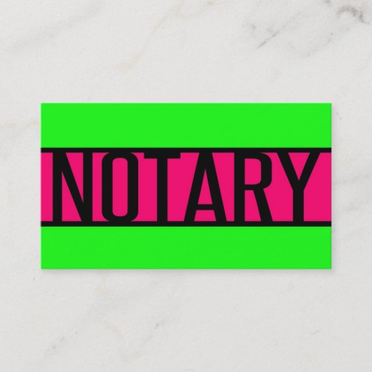 Notaris Neon Green en Hot Pink Visitekaartje (Voorkant)