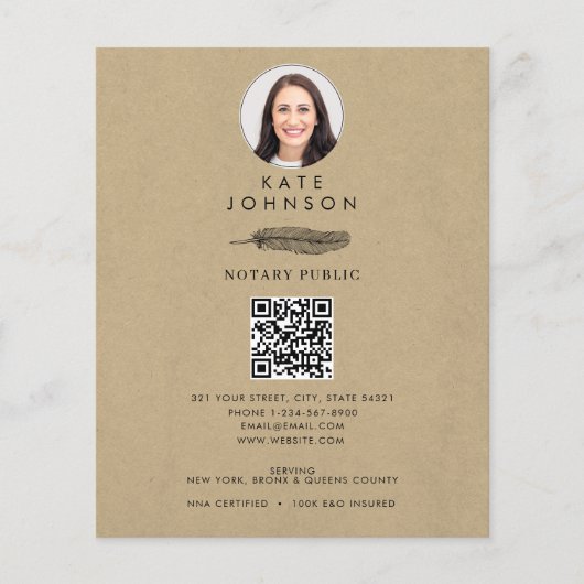 Notaris ondertekenaar Feather Kraft Logo Foto Flyer (Voorkant)