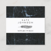 Notaris ondertekenaar Feather Marble Quill Logo Vierkante Visitekaartje (Voorkant)