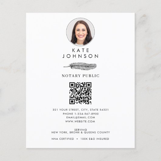 Notaris ondertekenaar Feather Quill Logo Foto Flyer (Voorkant)