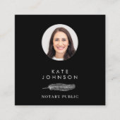 Notaris ondertekenaar Feather Quill Logo Foto Vierkante Visitekaartje (Voorkant)