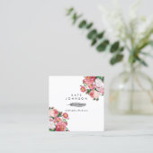 Notaris ondertekenaar Feather Quill Pink Floral Vierkante Visitekaartje (Staand voorkant)
