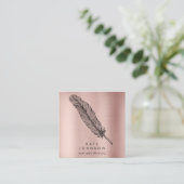 Notaris ondertekenaar Feather Quill Roos Gold Vierkante Visitekaartje (Staand voorkant)