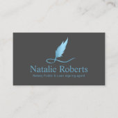 Notaris Ondertekenaar Lichtblauwe Quill Logo Visitekaartje (Voorkant)