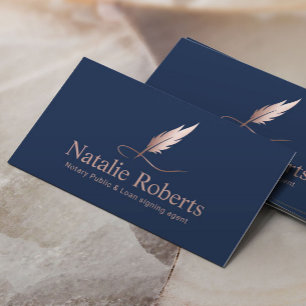 Notaris ondertekenaar Roos Gold Quill Logo Navy Visitekaartje