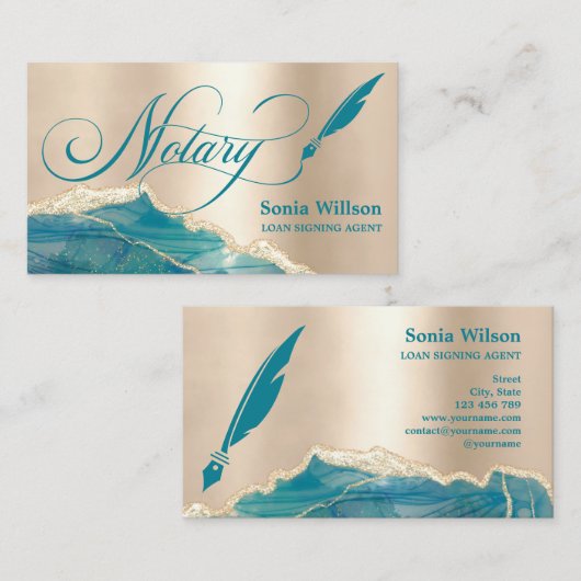 Notaris Ondertekenaar van de Lening Modern Blauwgr Visitekaartje (Voorkant / Achterkant)
