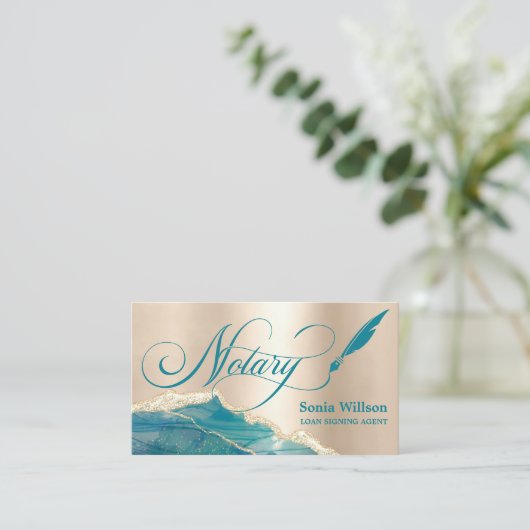 Notaris Ondertekenaar van de Lening Modern Blauwgr Visitekaartje (Staand voorkant)