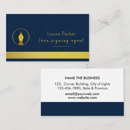 Notaris Ondertekenaar van de Lening Nib Gold Visitekaartje (Voorkant / Achterkant)