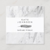 Notaris Ondertekenaar Witte Marmeren Quill Logo Vierkante Visitekaartje (Voorkant)